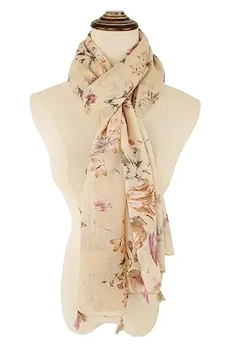 YOUR SMILE Large Boho Scarf for Women Lightweight Floral Printed Scarves Fall Winter Fashion Fringed Shawl wraps - 5