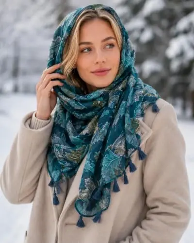 YOUR SMILE Large Boho Scarf for Women Lightweight Floral Printed Scarves Fall Winter Fashion Fringed Shawl wraps - 3