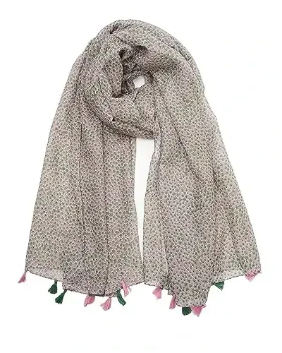 YOUR SMILE Large Boho Scarf for Women Lightweight Floral Printed Scarves Fall Winter Fashion Fringed Shawl wraps - YOUR