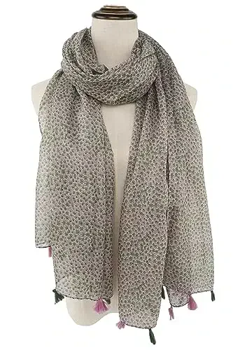 YOUR SMILE Large Boho Scarf for Women Lightweight Floral Printed Scarves Fall Winter Fashion Fringed Shawl wraps - 2