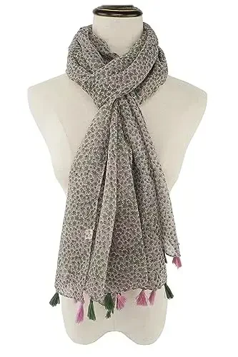 YOUR SMILE Large Boho Scarf for Women Lightweight Floral Printed Scarves Fall Winter Fashion Fringed Shawl wraps - 3