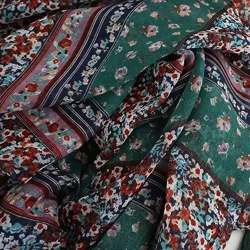 YOUR SMILE Large Boho Scarf for Women Lightweight Floral Printed Scarves Fall Winter Fashion Fringed Shawl wraps - 5