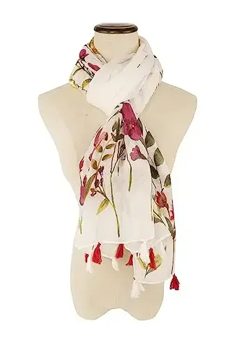 YOUR SMILE Large Boho Scarf for Women Lightweight Floral Printed Scarves Fall Winter Fashion Fringed Shawl wraps - 3