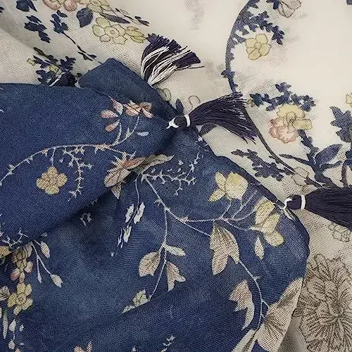 YOUR SMILE Large Boho Scarf for Women Lightweight Floral Printed Scarves Fall Winter Fashion Fringed Shawl wraps - 5