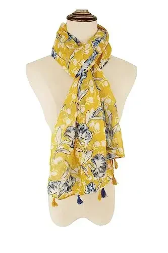 YOUR SMILE Large Boho Scarf for Women Lightweight Floral Printed Scarves Fall Winter Fashion Fringed Shawl wraps - 3