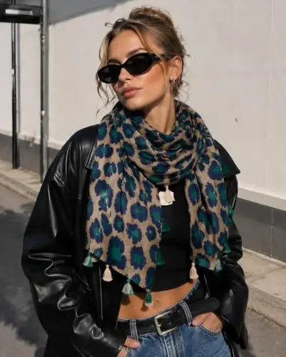 YOUR SMILE Large Boho Scarf for Women Lightweight Floral Printed Scarves Fall Winter Fashion Fringed Shawl wraps - 2