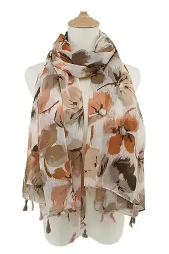 YOUR SMILE Large Boho Scarf for Women Lightweight Floral Printed Scarves Fall Winter Fashion Fringed Shawl wraps - 2