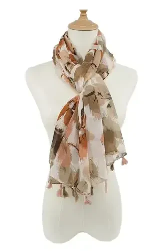 YOUR SMILE Large Boho Scarf for Women Lightweight Floral Printed Scarves Fall Winter Fashion Fringed Shawl wraps - 3