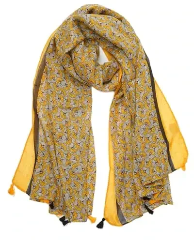 YOUR SMILE Large Boho Scarf for Women Lightweight Floral Printed Scarves Fall Winter Fashion Fringed Shawl wraps - 3