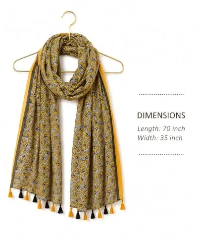 YOUR SMILE Large Boho Scarf for Women Lightweight Floral Printed Scarves Fall Winter Fashion Fringed Shawl wraps - 4