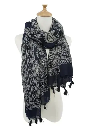 YOUR SMILE Large Boho Scarf for Women Lightweight Floral Printed Scarves Fall Winter Fashion Fringed Shawl wraps - 2