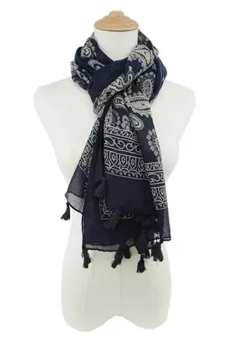 YOUR SMILE Large Boho Scarf for Women Lightweight Floral Printed Scarves Fall Winter Fashion Fringed Shawl wraps - 3