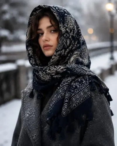 YOUR SMILE Large Boho Scarf for Women Lightweight Floral Printed Scarves Fall Winter Fashion Fringed Shawl wraps - 3