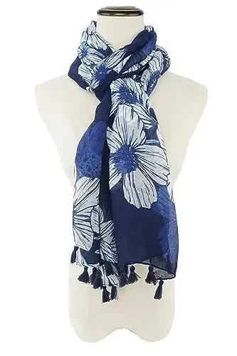 YOUR SMILE Large Boho Scarf for Women Lightweight Floral Printed Scarves Fall Winter Fashion Fringed Shawl wraps - 3