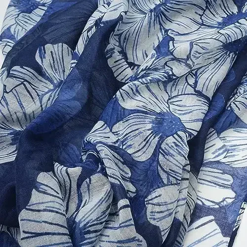 YOUR SMILE Large Boho Scarf for Women Lightweight Floral Printed Scarves Fall Winter Fashion Fringed Shawl wraps - 5