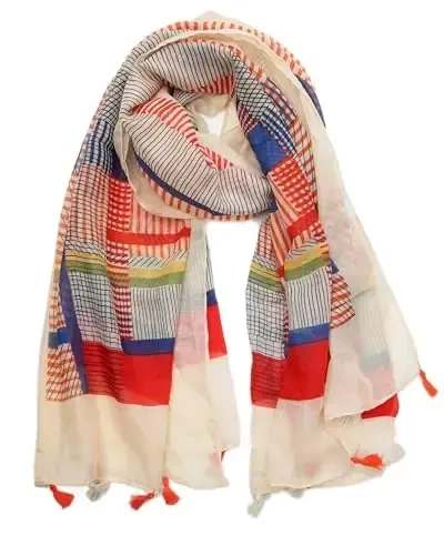 YOUR SMILE Large Boho Scarf for Women Lightweight Floral Printed Scarves Fall Winter Fashion Fringed Shawl wraps - 1