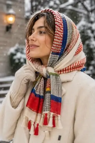 YOUR SMILE Large Boho Scarf for Women Lightweight Floral Printed Scarves Fall Winter Fashion Fringed Shawl wraps - 3