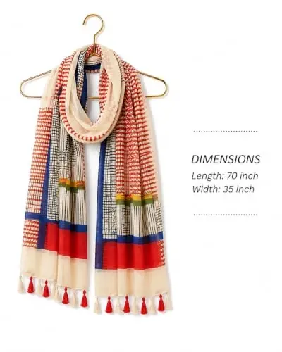 YOUR SMILE Large Boho Scarf for Women Lightweight Floral Printed Scarves Fall Winter Fashion Fringed Shawl wraps - 4