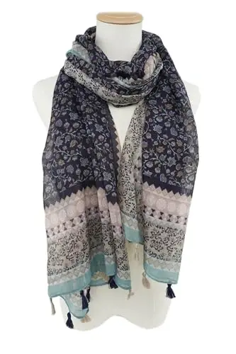 YOUR SMILE Large Boho Scarf for Women Lightweight Floral Printed Scarves Fall Winter Fashion Fringed Shawl wraps - 2