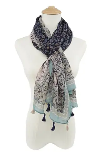 YOUR SMILE Large Boho Scarf for Women Lightweight Floral Printed Scarves Fall Winter Fashion Fringed Shawl wraps - 3