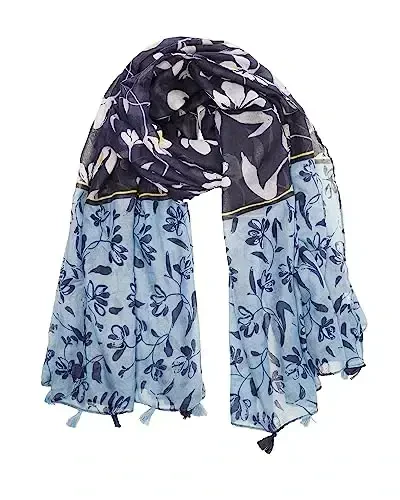 YOUR SMILE Large Boho Scarf for Women Lightweight Floral Printed Scarves Fall Winter Fashion Fringed Shawl wraps 