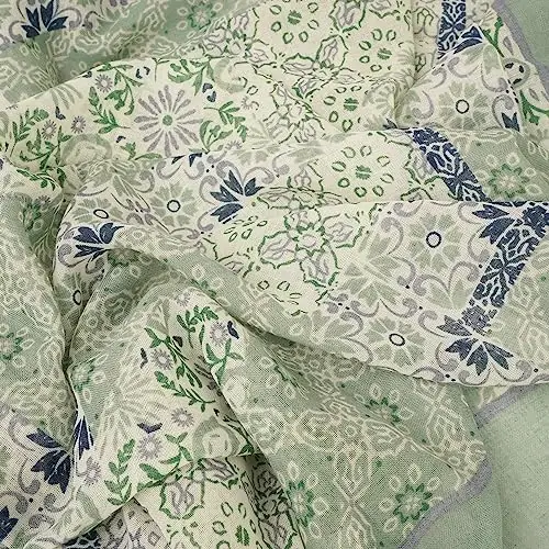 YOUR SMILE Large Boho Scarf for Women Lightweight Floral Printed Scarves Fall Winter Fashion Fringed Shawl wraps - 4