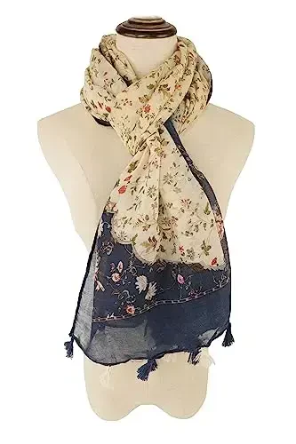 YOUR SMILE Large Boho Scarf for Women Lightweight Floral Printed Scarves Fall Winter Fashion Fringed Shawl wraps - 5