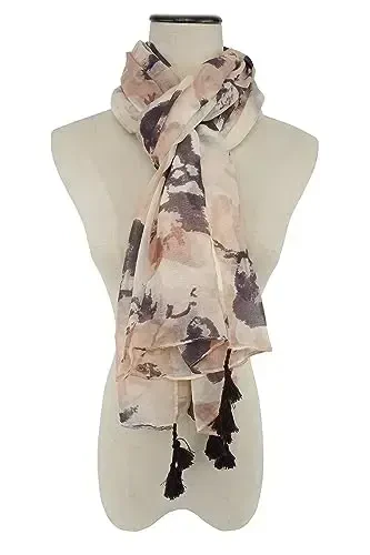 YOUR SMILE Large Boho Scarf for Women Lightweight Floral Printed Scarves Fall Winter Fashion Fringed Shawl wraps - 3