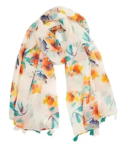 YOUR SMILE Large Boho Scarf for Women Lightweight Floral Printed Scarves Fall Winter Fashion Fringed Shawl wraps - 1