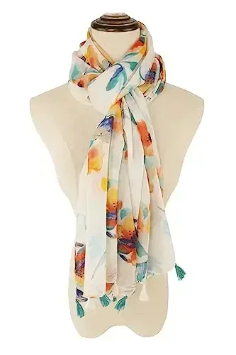YOUR SMILE Large Boho Scarf for Women Lightweight Floral Printed Scarves Fall Winter Fashion Fringed Shawl wraps - 2