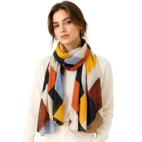 YOUR SMILE Large Boho Scarf for Women Lightweight Floral Printed Scarves Fall Winter Fashion Fringed Shawl wraps - 1