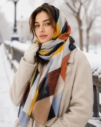 YOUR SMILE Large Boho Scarf for Women Lightweight Floral Printed Scarves Fall Winter Fashion Fringed Shawl wraps - 3