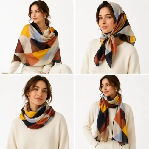 YOUR SMILE Large Boho Scarf for Women Lightweight Floral Printed Scarves Fall Winter Fashion Fringed Shawl wraps - 5