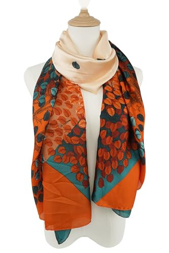 YOUR SMILE Large Mulberry Silk Feeling Long Stain Scarf Lightweight Sunscreen Shawls Wraps for Women - 4