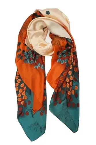 YOUR SMILE Large Mulberry Silk Feeling Long Stain Scarf Lightweight Sunscreen Shawls Wraps for Women - MODAZONE