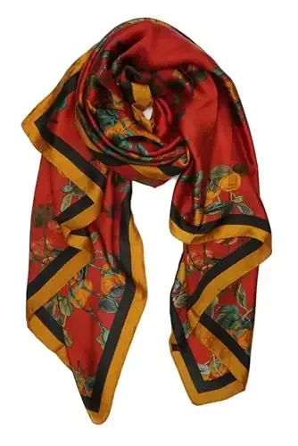 YOUR SMILE Large Mulberry Silk Feeling Long Stain Scarf Lightweight Sunscreen Shawls Wraps for Women - YOUR