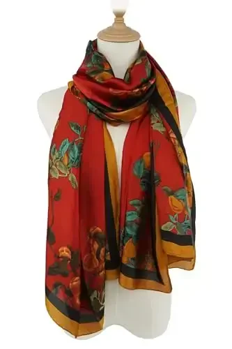 YOUR SMILE Large Mulberry Silk Feeling Long Stain Scarf Lightweight Sunscreen Shawls Wraps for Women - 4