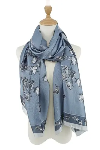YOUR SMILE Large Mulberry Silk Feeling Long Stain Scarf Lightweight Sunscreen Shawls Wraps for Women - 4