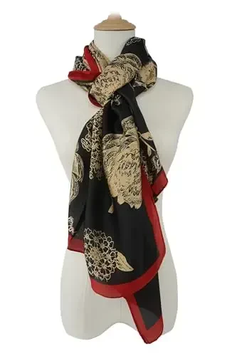 YOUR SMILE Large Mulberry Silk Feeling Long Stain Scarf Lightweight Sunscreen Shawls Wraps for Women - 3