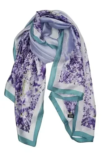 YOUR SMILE Large Mulberry Silk Feeling Long Stain Scarf Lightweight Sunscreen Shawls Wraps for Women - 1