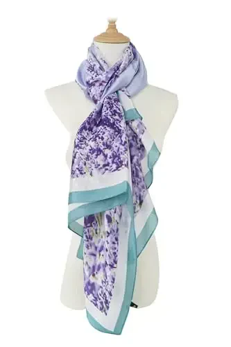 YOUR SMILE Large Mulberry Silk Feeling Long Stain Scarf Lightweight Sunscreen Shawls Wraps for Women - 3