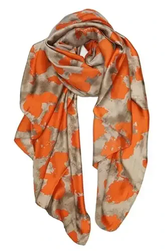 YOUR SMILE Large Mulberry Silk Feeling Long Stain Scarf Lightweight Sunscreen Shawls Wraps for Women - YOUR