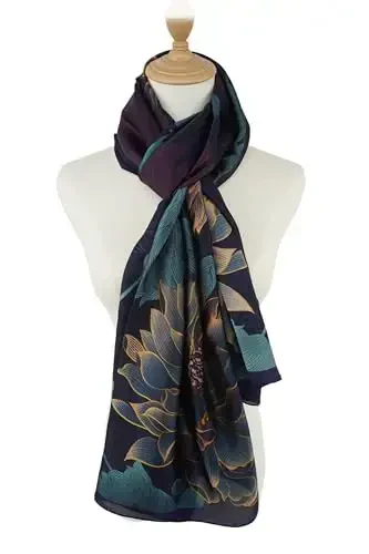 YOUR SMILE Large Mulberry Silk Feeling Long Stain Scarf Lightweight Sunscreen Shawls Wraps for Women - 5
