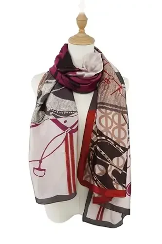 YOUR SMILE Large Mulberry Silk Feeling Long Stain Scarf Lightweight Sunscreen Shawls Wraps for Women - 4