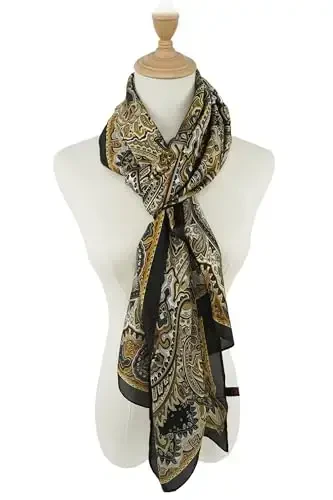 YOUR SMILE Large Mulberry Silk Feeling Long Stain Scarf Lightweight Sunscreen Shawls Wraps for Women - 5