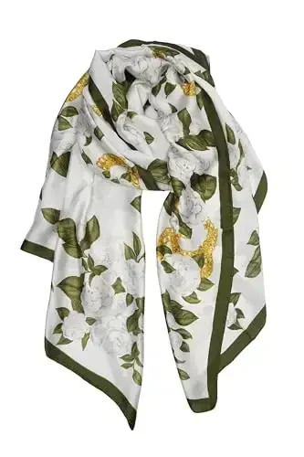 YOUR SMILE Large Mulberry Silk Feeling Long Stain Scarf Lightweight Sunscreen Shawls Wraps for Women - YOUR