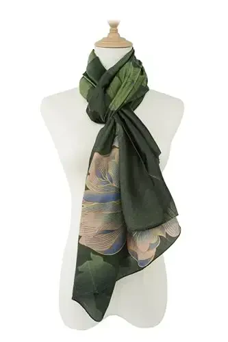 YOUR SMILE Large Mulberry Silk Feeling Long Stain Scarf Lightweight Sunscreen Shawls Wraps for Women - 3