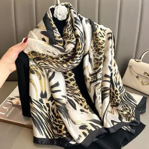 YOUR SMILE Large Mulberry Silk Feeling Long Stain Scarf Lightweight Sunscreen Shawls Wraps for Women - 6