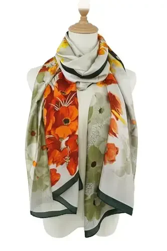 YOUR SMILE Large Mulberry Silk Feeling Long Stain Scarf Lightweight Sunscreen Shawls Wraps for Women - 4