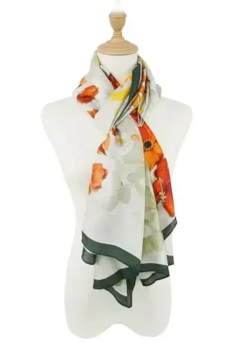 YOUR SMILE Large Mulberry Silk Feeling Long Stain Scarf Lightweight Sunscreen Shawls Wraps for Women - 5